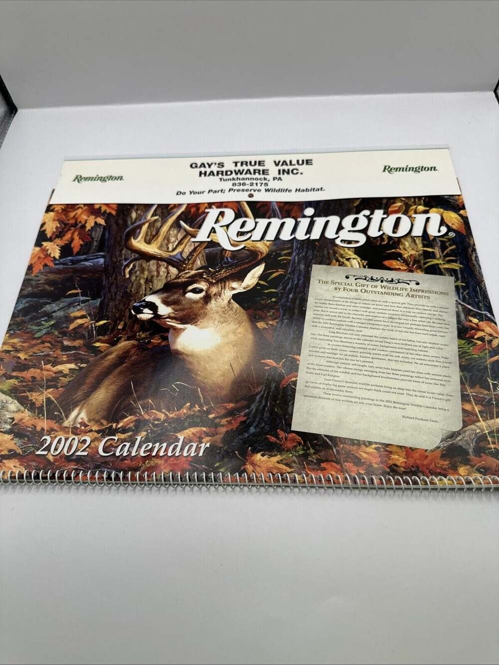 Vintage 2005  Remington Hunting Calendar Gays True Value Tunkhannock Pa Deer